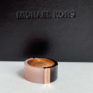 Michael Kors Color Block Tortoise Shell & Blush Ring Size 7